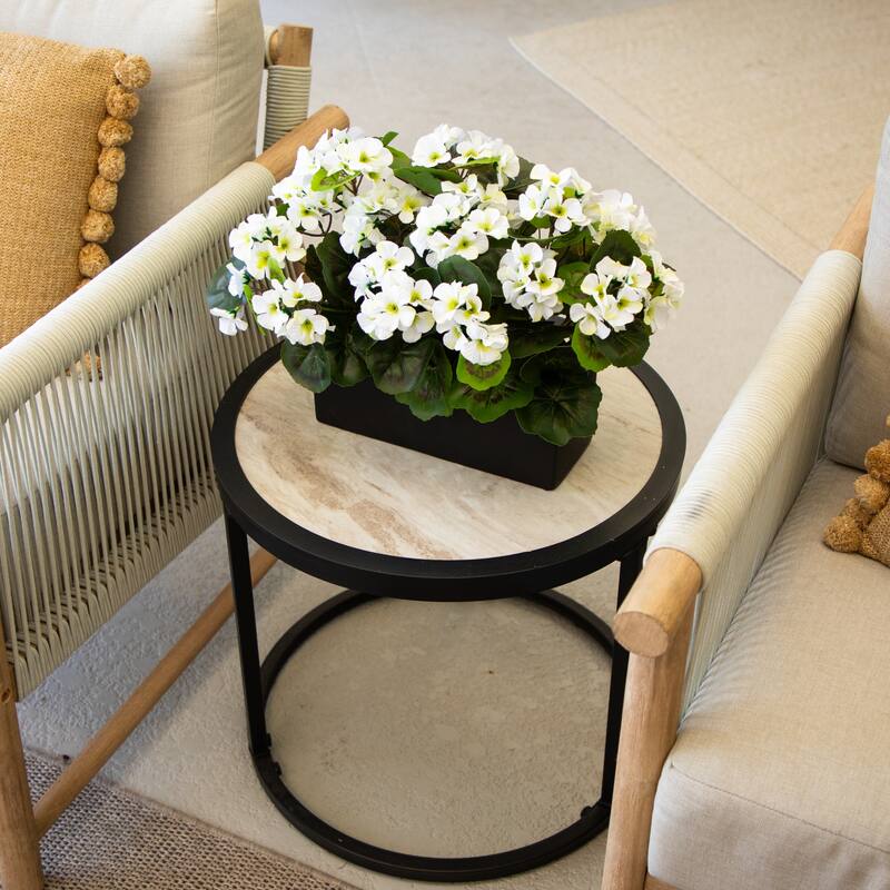 13-in UV Resistant Artificial Geranium in Rectangular Planter