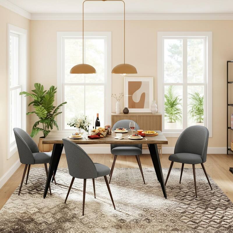 Homy Casa 5-Piece Dining Set with Modern Table and Upholstered Side Chairs
