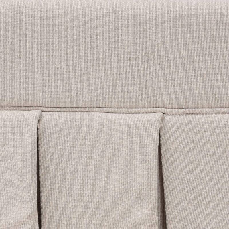 Astin Platform Bed with Pleated Skirt- Fabric Upholstered Bed Frame with Panel Headboard, Queen