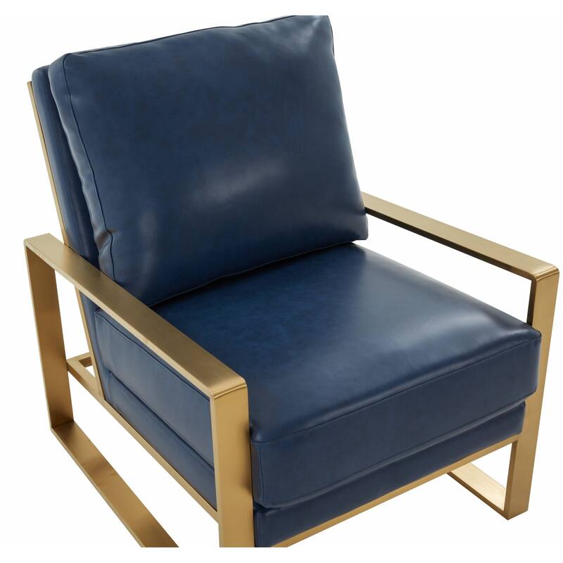 LeisureMod Jefferson 3-Piece Leather Armchairs and Geometric Coffee Table Set - 36"