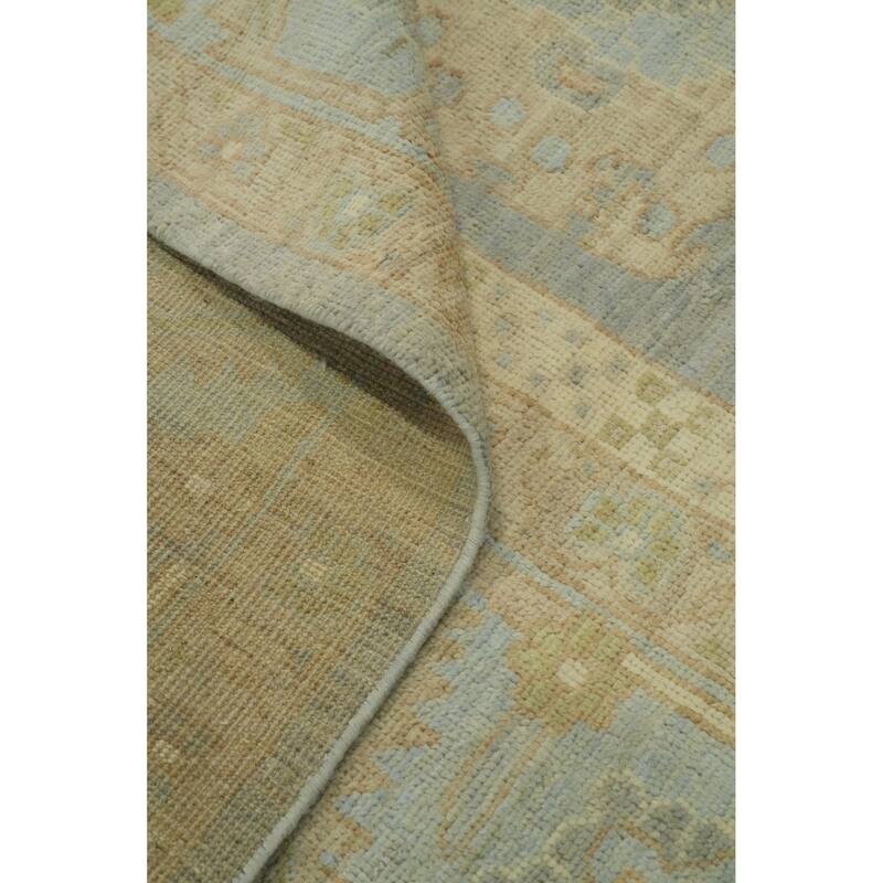 Vegetable Dye Wool Oushak Turkish Large Rug, Floral Geometric Carpet - 14' 2'' X 12' 4''