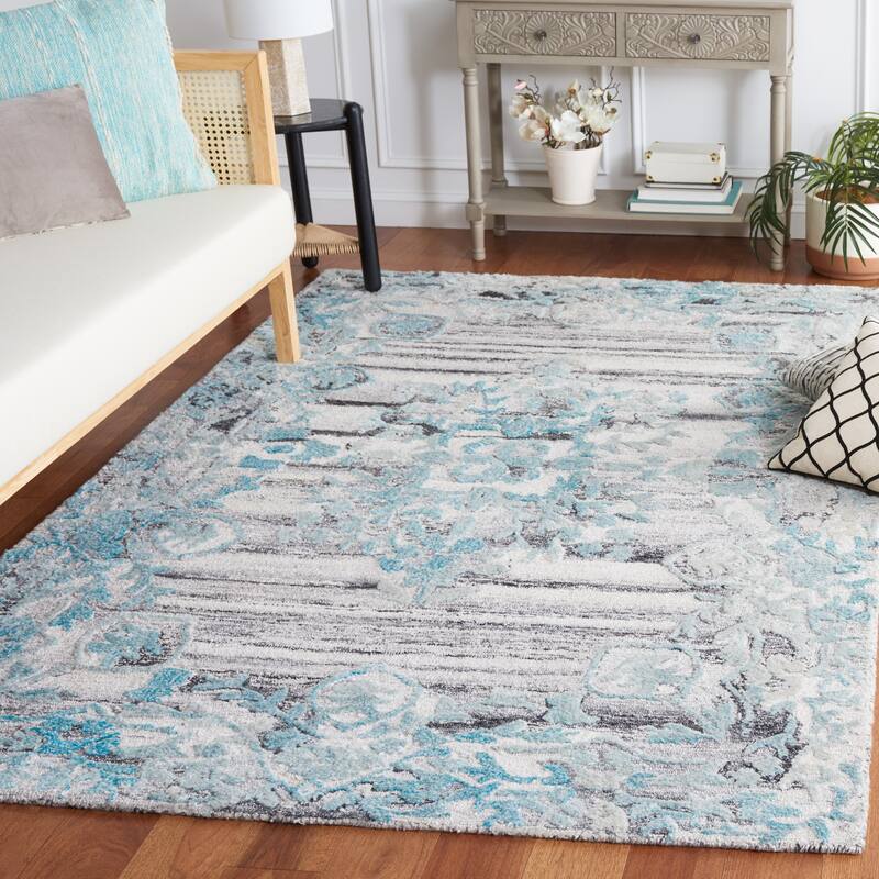 SAFAVIEH Handmade Marquee Two Color Braid Modern Rug - 8' x 10' - Grey/Teal