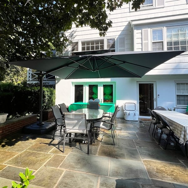 green rectangular patio umbrellas Business & Pleasure Co. The Umbrella its perfect for flexible outdoor events Abble 10x6.5ft Crank Rectangular Patio