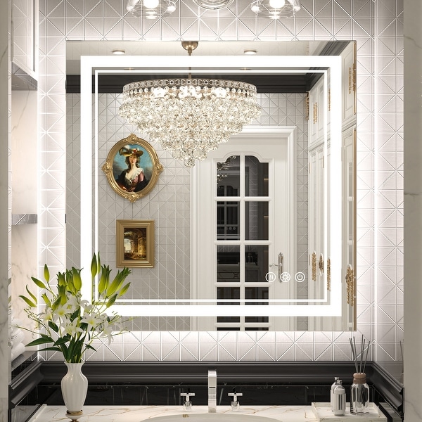 Keonjinn LED Front Light and Backlit Bathroom Vanity Wall Mirror 3 Color Temperatures Anti fog On Sale Bed Bath Beyond 38103855