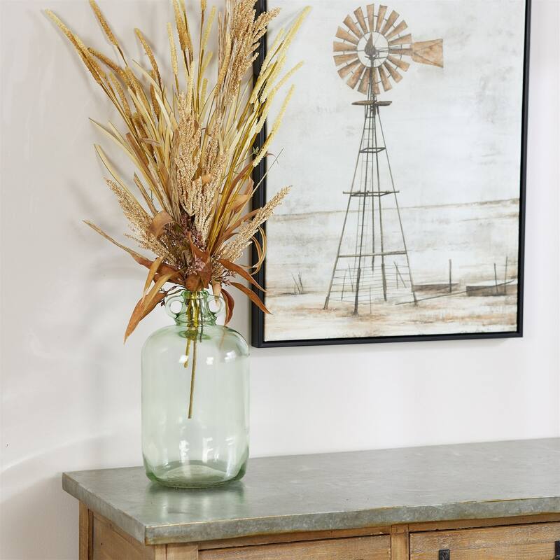 Glass Jug Vase with Handle - 12.25" - Sage Green - Set of 2