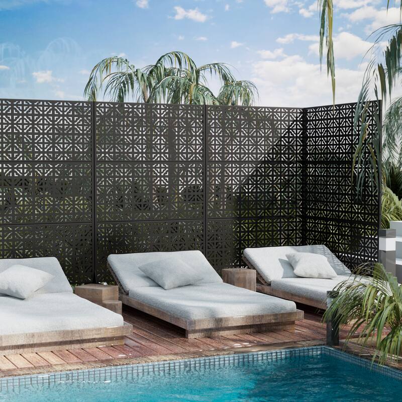 Outdoor Privacy Screen Metal Privacy Screen Panel Free Standing - 72*47