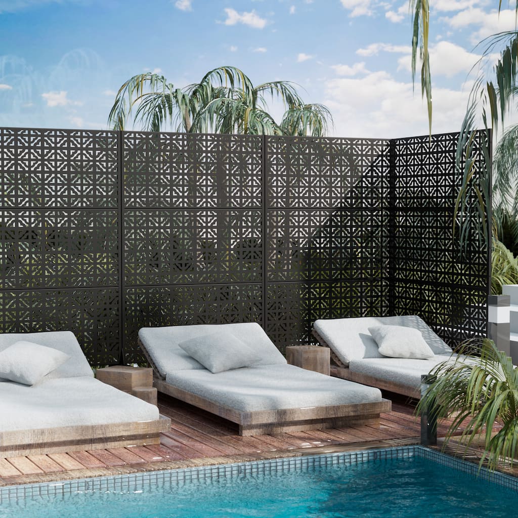Outdoor Privacy Screen Metal Privacy Screen Panel Free Standing - 72*47