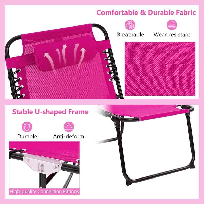 Gymax Folding Chaise Lounge Chair w/Comfortable Headrest Easy Folding