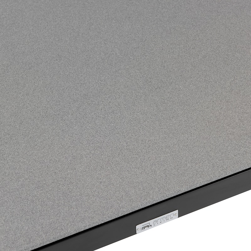 Royal Black or White Aluminum & Teak 63" Outdoor Dining Table with Stone Top