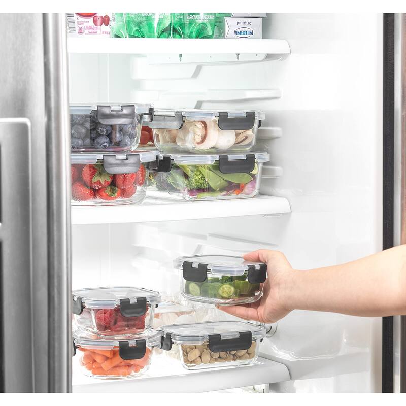 24pc(12 Airtight, Freezer Safe Food Storage Containers and 12 Lids),Pantry Kitchen Storage Containers, Glass Meal Prep Container