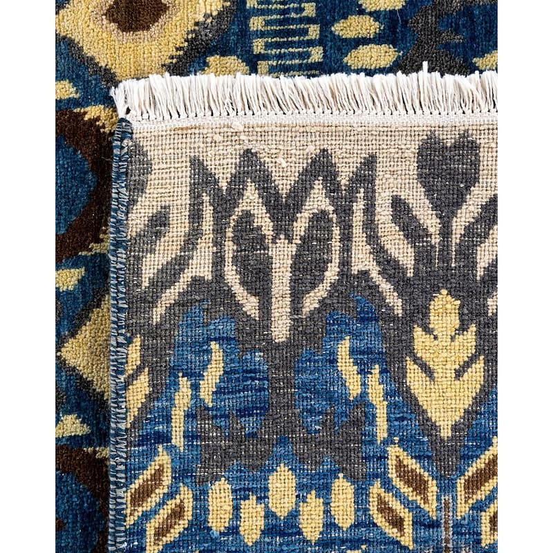 Ikat One-of-a-Kind Hand-Knotted Area Rug, Blue - 8' 0" x 10' 0"