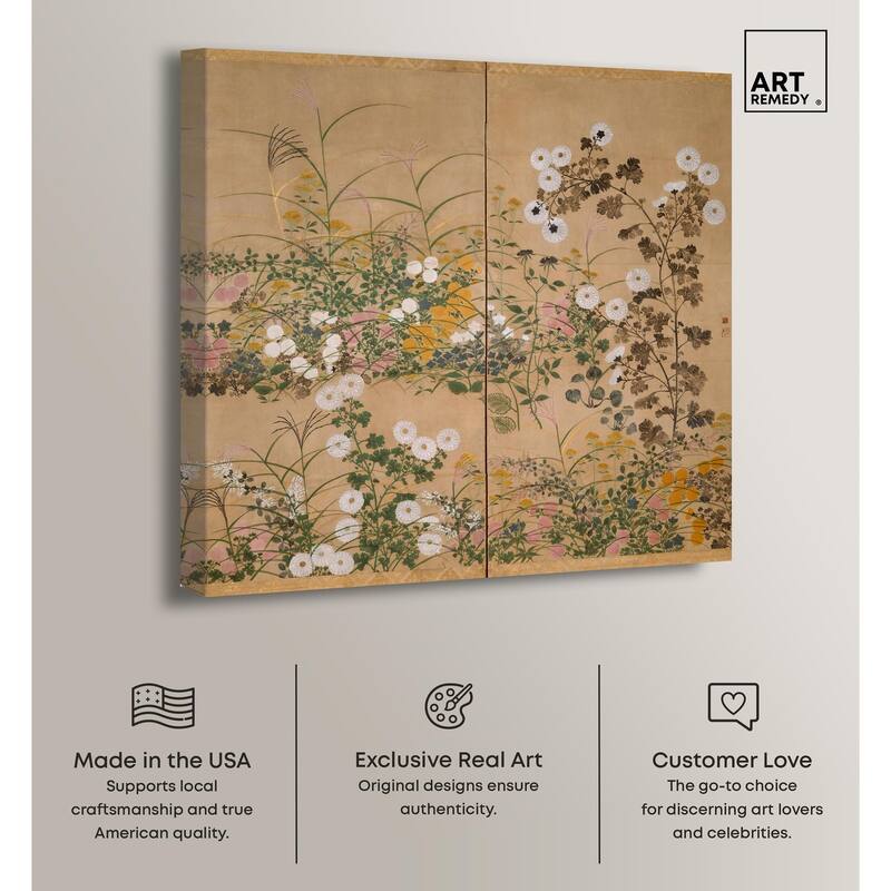 Flowering Plants in Autumn Canvas by Art Remedy, Gallery Wrapped