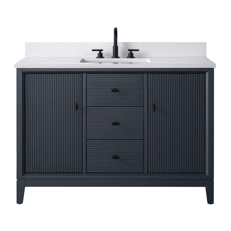Vanity Art 48" Freestanding Bathroom Vanity with Engineered Marble Top and Sink