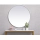 preview thumbnail 183 of 186, Carson Carrington Labbemala Metal Frame Round Mirror 39" Diameter - Silver