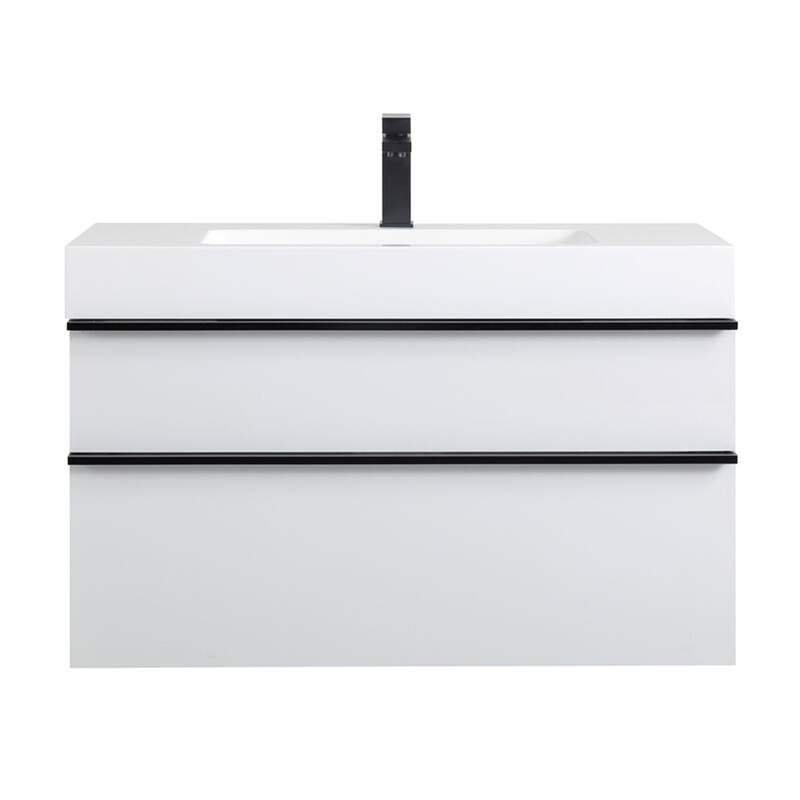 36" Wall Mounted Bathroom Vanity with Integrated Acrylic Sink, 2 Soft-Close Drawers