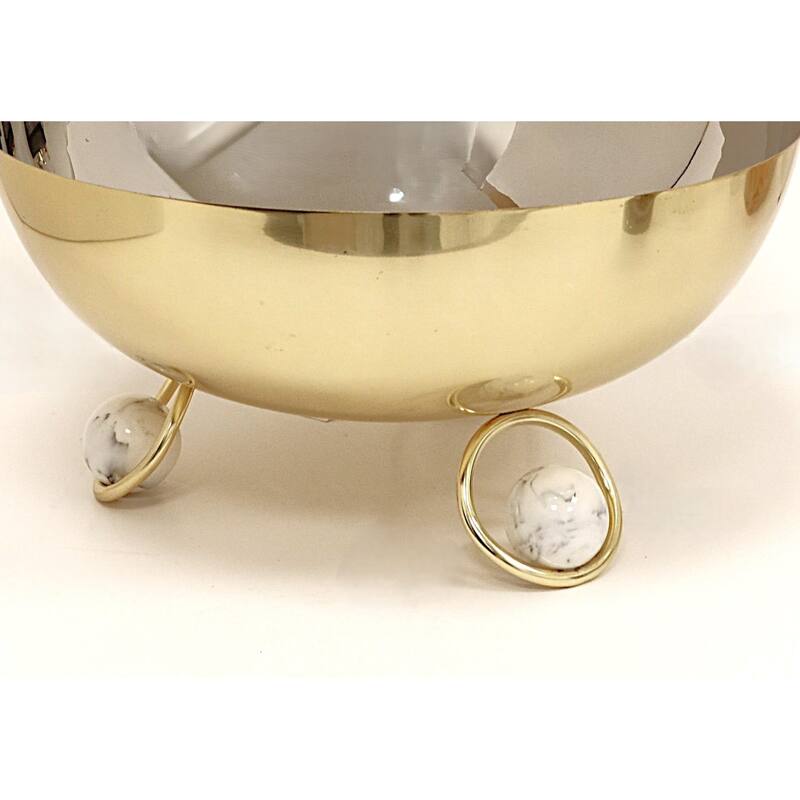 Salad Bowl Silver Inner Gold Outer with Ball Legs