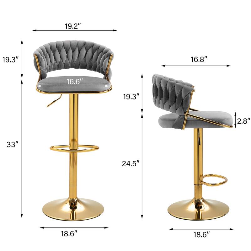 Modern Velvet Counter Bar Stools with Backs(Set of 4)
