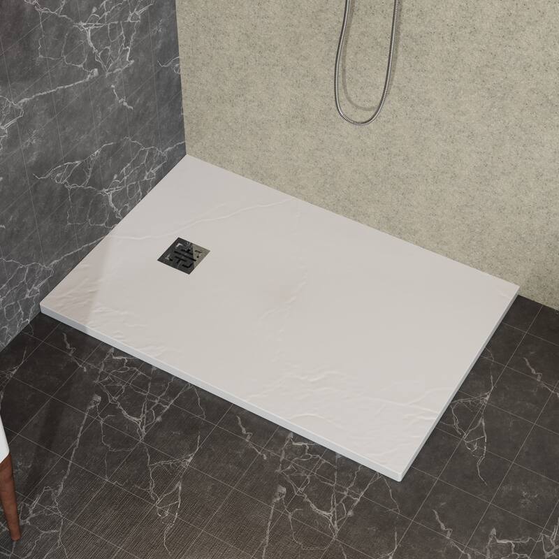 32"x48" ABS Shower Base with Drain Kit and Stainless Steel Cover - White