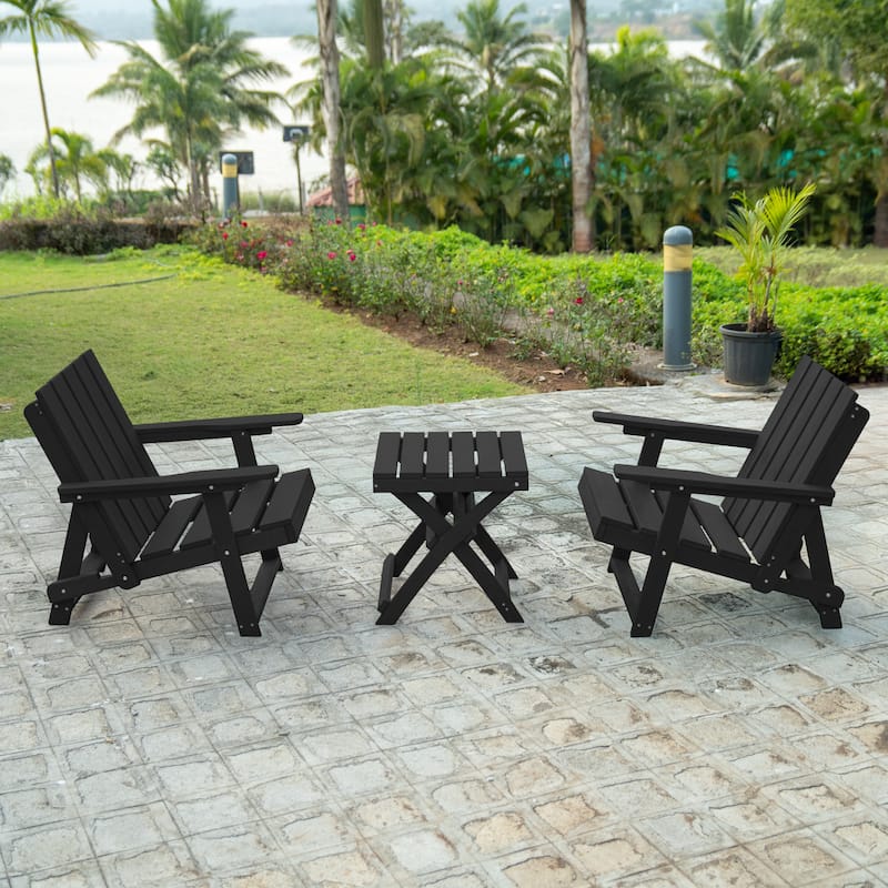 Amalfi Fully Assembled All-Weather Outdoor Folding Modern Adirondack Chair and Table Set - 3-piece
