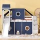 preview thumbnail 42 of 52, Castle Loft Bed with Slide & Staircase, Tent & Tower Blue - Full