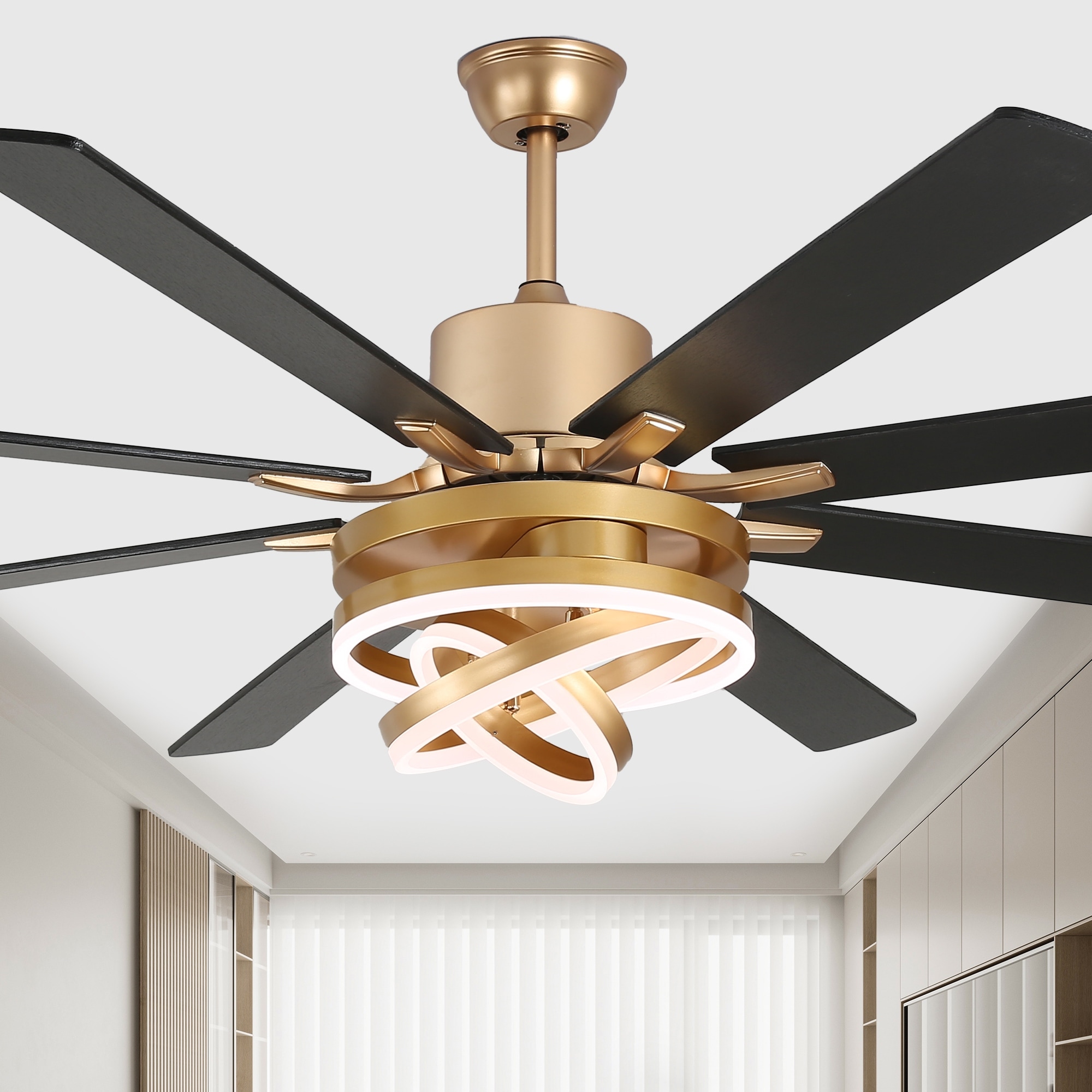 Bella Depot 72" Modern Large Ceiling Fan with Dimmable LED Light ,Remote and APP Control, 6-Speed Reversible DIY Shade.