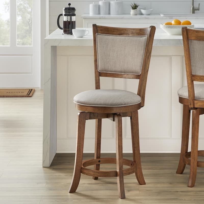 Simple Living French Country 24-inch Solid Wood Counter Height Swivel Bar Stool