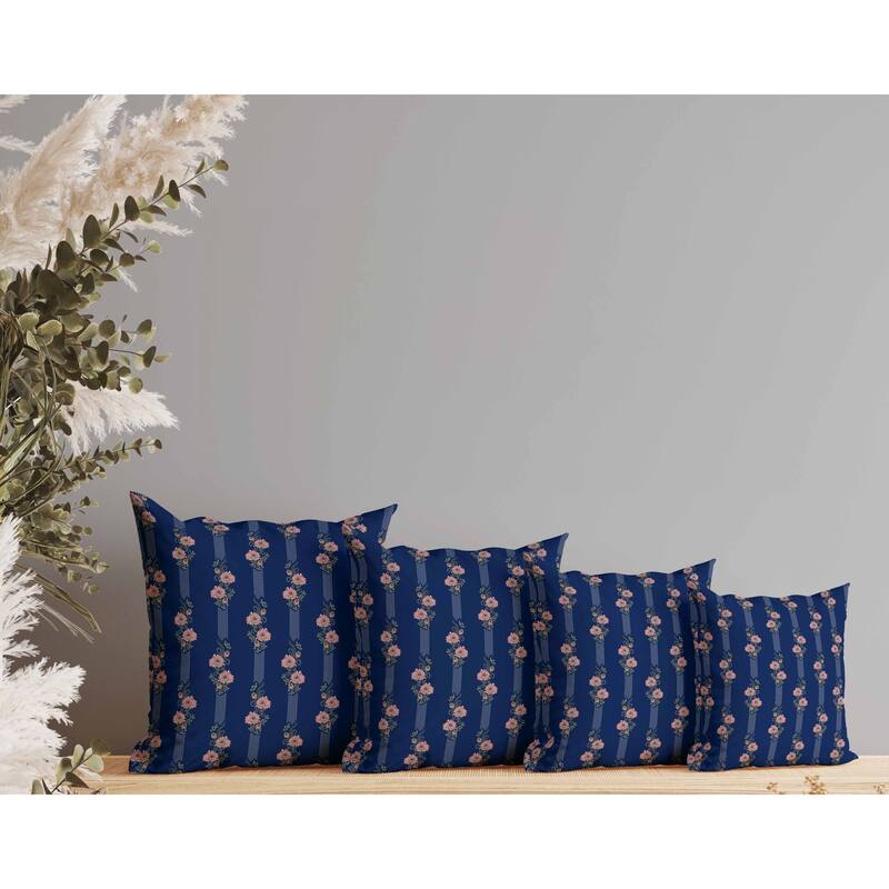 Floral Luminosity Indoor/Outdoor Reversible Throw Pillow Blue and Pink