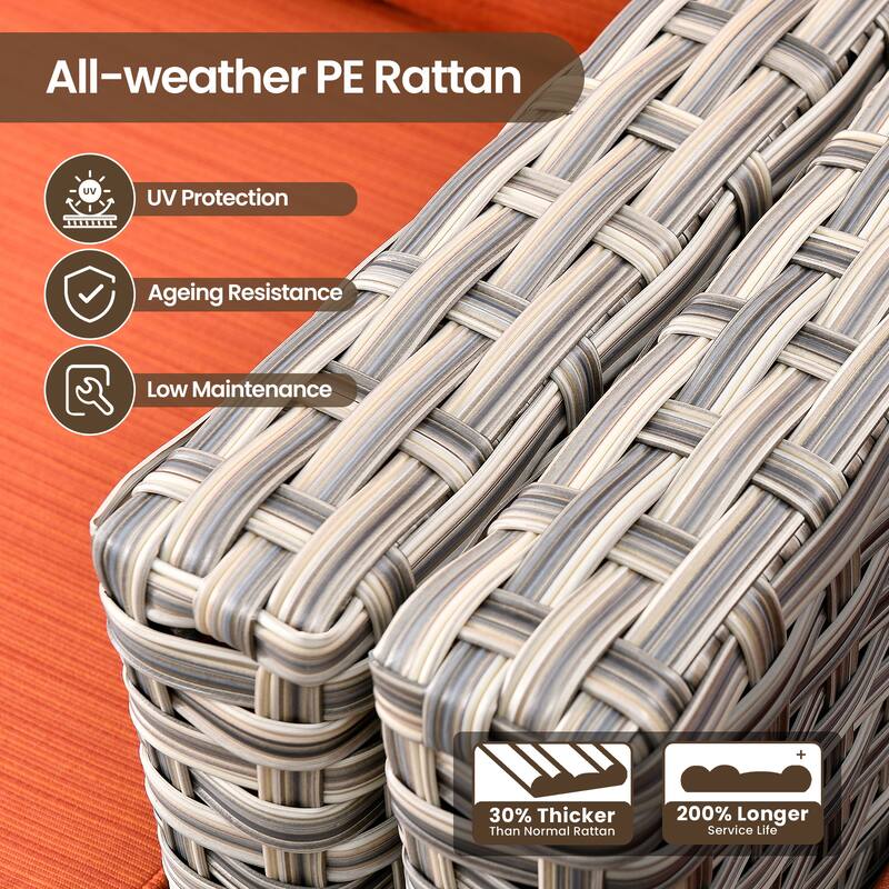 XIZZI 8-Piece Outdoor Wicker Furniture Sectional Swivel Chairs Set