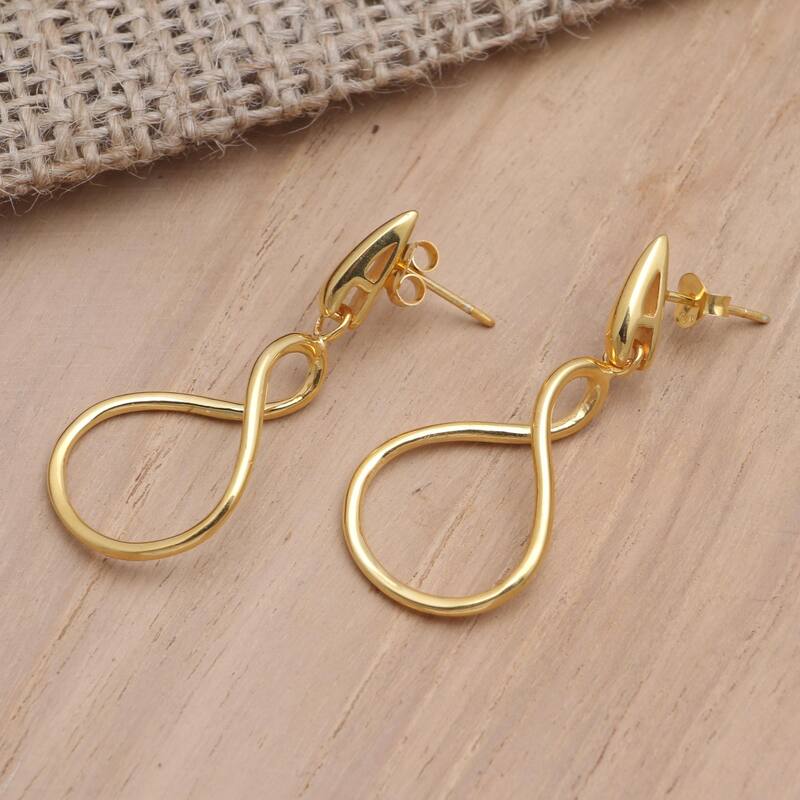 Novica Handmade Bring My Love Gold-Plated Dangle Earrings