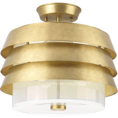 POINT DUME® Sandbar Collection Brushed Brass Semi-Flush Convertible - 15.125 in x 15.125 in x 14.875 in