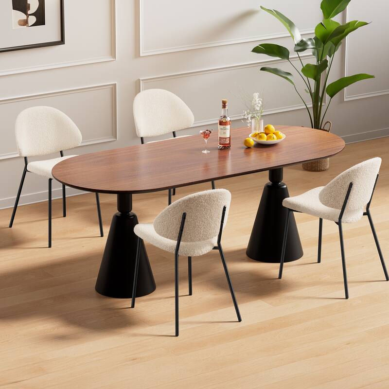PU Leather Upholstered Dining Chairs with Curved Backrest (Set of 4 ) - White