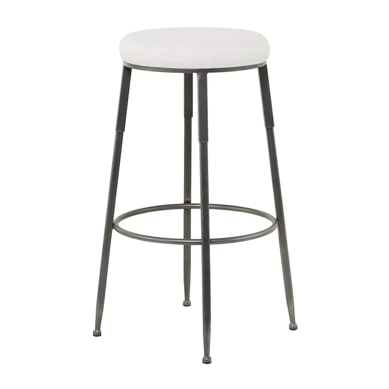 Metal Bar Stool with Cream Cotton Seat - Gray - Roche River Decor