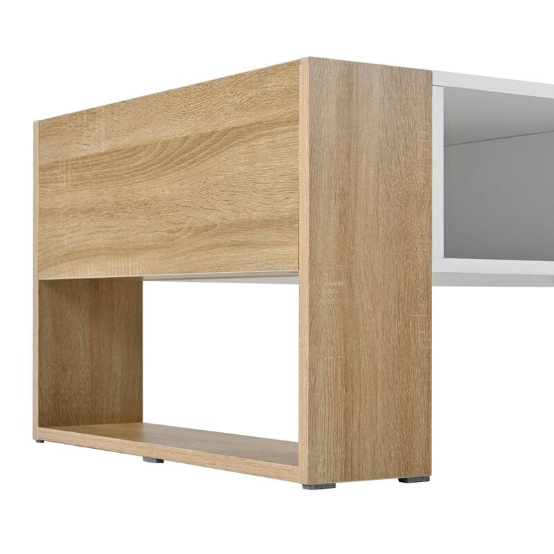 Rectangle Cocktail Table High Glossy Coffee Table with 2 Drawers