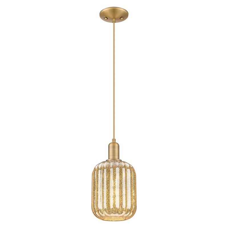 Innovations Lighting Downtown Urban - Preston - 1 Light 7" Jar Shade Cord Hung Mini Pendant - Brushed Brass/Mercury Shade