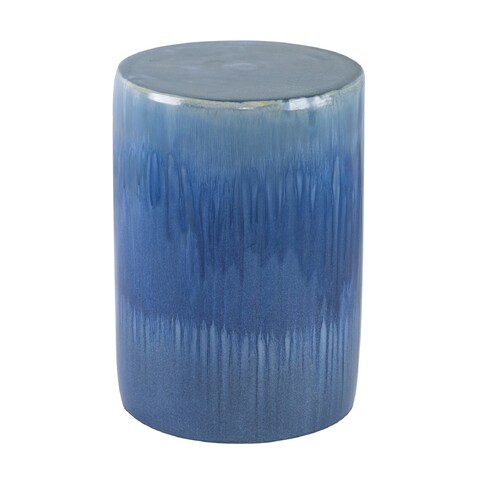 Round Reactive Glazed Stool - 13"Dia. x 18" - Gray/Blue/Purple