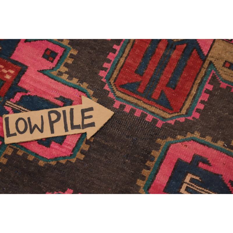 Hand Knotted Oriental 100% Wool Carpet Traditional Geometric Pink Meshkin Runner Rug - 10' 11'' X 4' 1''