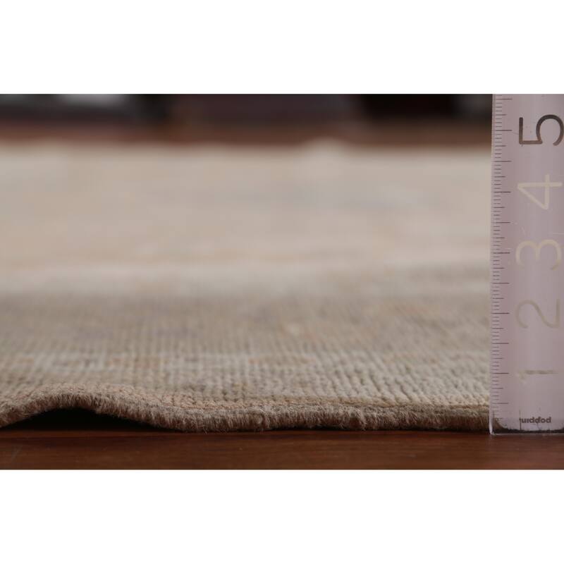 Hand Knotted Oriental 100% Wool Carpet Transitional All-Over Peach Oushak Area Rug - 12' 0'' X 9' 1''