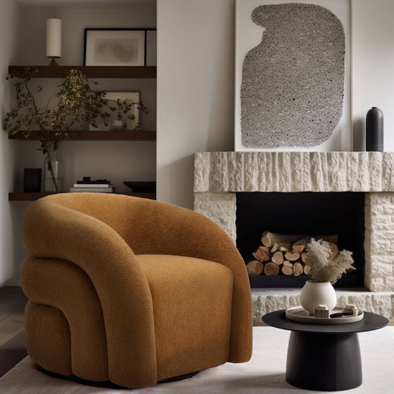 Upholstered Boucle Swivel Accent Chair