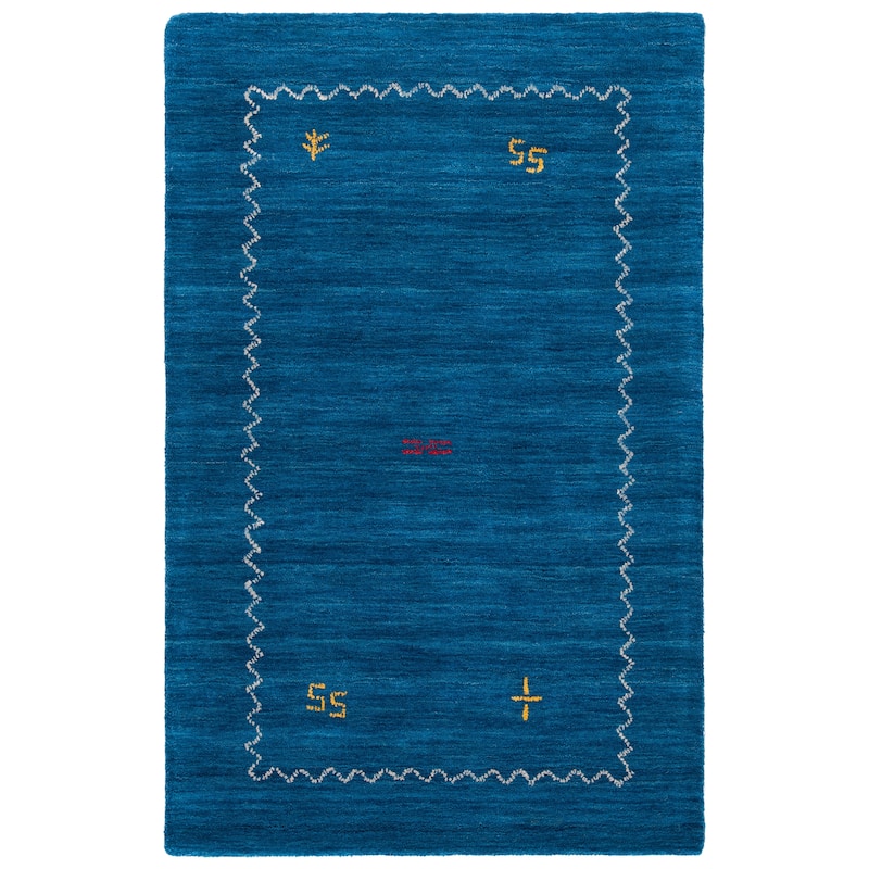 SAFAVIEH Handmade Himalaya Blue Wool Gabbeh Runner Rug