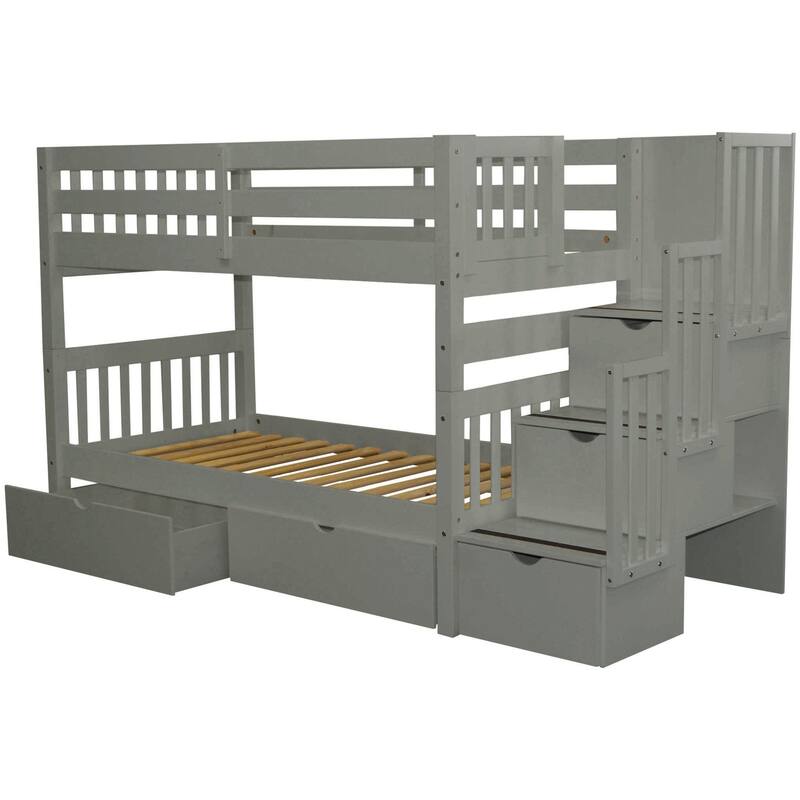 Taylor & Olive Trillium Twin over Twin Stairway Bunk Bed, 2 Drawers