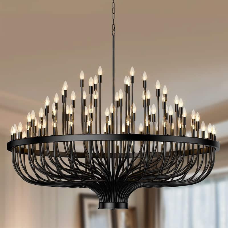 Farmhouse Chandelier Large Wagon Wheel Chandeliers Candle Chandelier - 70.8in