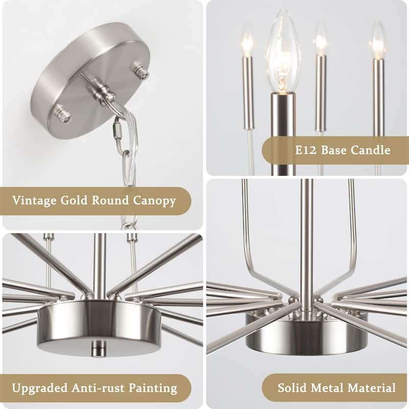 12-Light W32.08" x H70.07" Rustic Candle Chandelier for Dining Room Bedroom