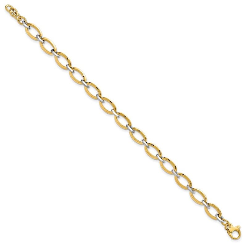 Curata 5.37mm 14k Two tone Gold Polished With .5inch Ext. Bracelet 7 Inch
