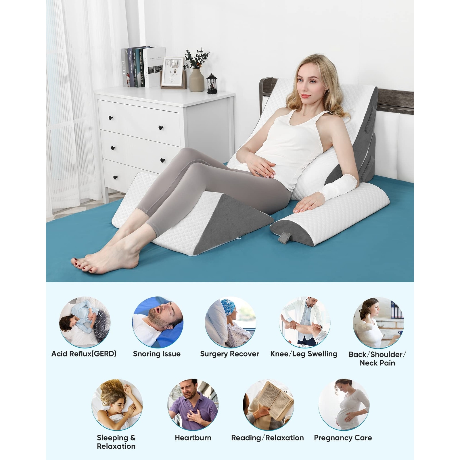 Orthopedic Bed Wedge Pillow Set Adjustable Wedge Pillow for Surgery Recovery Memory Foam Wedge Pillows for Sleeping Acid Reflux On Sale Bed Bath Beyond 40040519