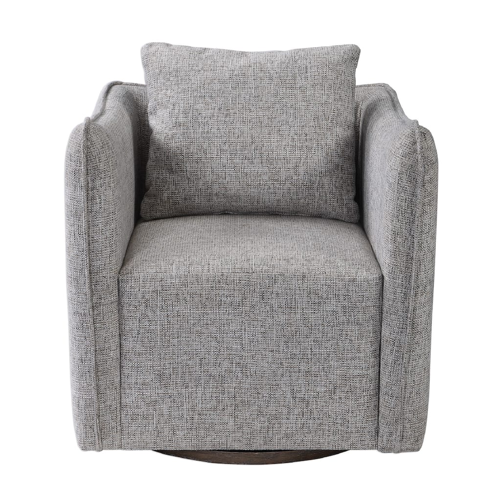 30" Corben Gray Swivel Arm Chair with Tailored Loose Back Pillow