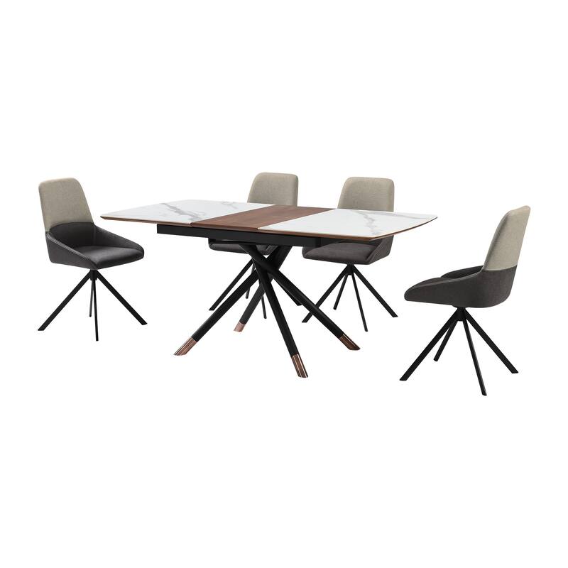 Alora Maverick Extendable 5 Piece Dining Set with Swivel Chairs