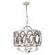 preview thumbnail 7 of 10, Farmhouse Distressed White 4-Light Wooden Drum Chandelier