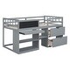 preview thumbnail 10 of 15, Twin Size Low Loft Bed with Rolling Desk, Shelf and Drawers, Grey