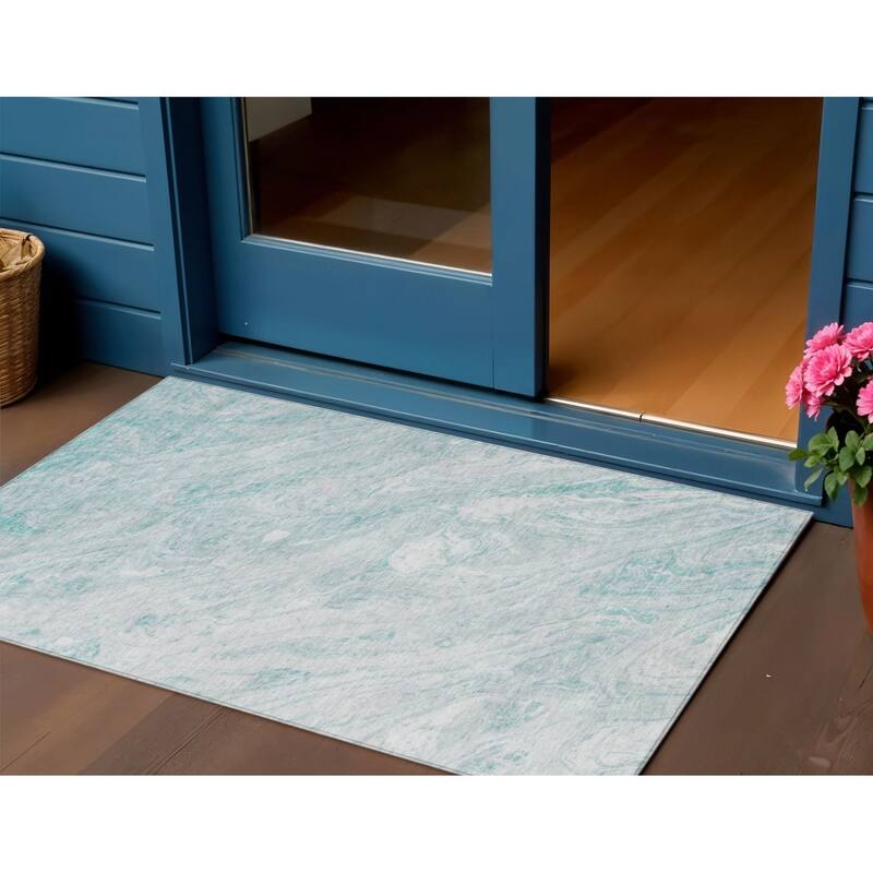 HomeRoots Abstract Transitional Rectangle Outdoor Rug - 3' x 5'