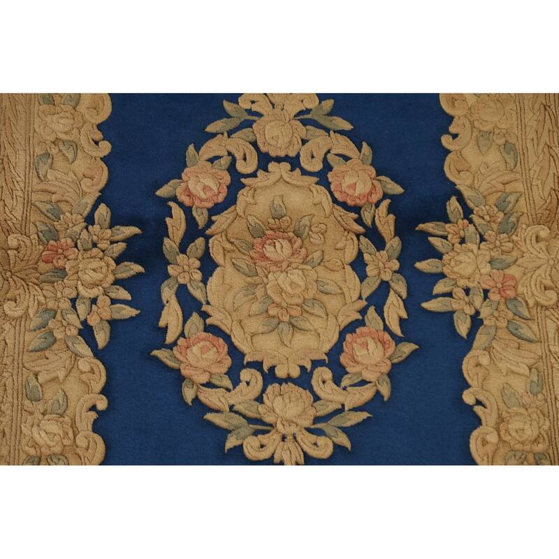 Hand Knotted Oriental 100% Wool Carpet Traditional Floral Navy Blue & Blues Peking Area Rug - 6' 3'' X 4' 2''